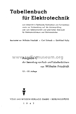 Tabellenbuch für Elektrotechnik Ausgabe C Radiomuseum org