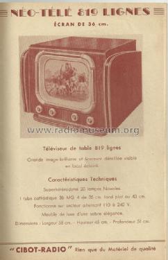 Néo-Télé 819 lignes ; Cibot Radio; Paris (ID = 1460275) Television