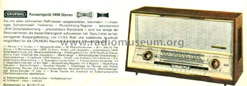 Konzertgerät 5490 Stereo; Grundig Radio- (ID = 1097855) Radio