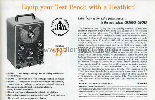Capacitor Checker IT-11 ; Heathkit Brand, (ID = 2655479) Equipment