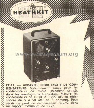 Capacitor Checker IT-11 ; Heathkit Brand, (ID = 576752) Equipment