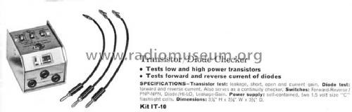 Transistor Checker IT-10; Heathkit Brand, (ID = 656209) Ausrüstung