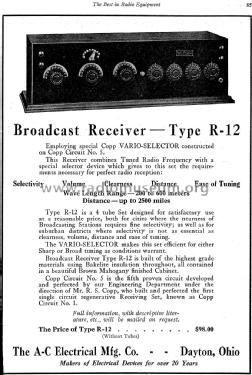 Broadcast Receiver Type R-12; A-C Dayton Co., A-C (ID = 1253936) Radio