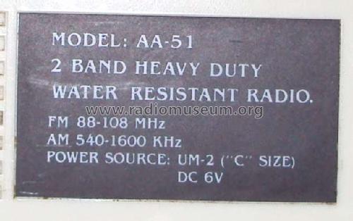 2 Band Heavy Duty Water Resistant Radio AA-51; Academy; where? (ID = 1207007) Radio