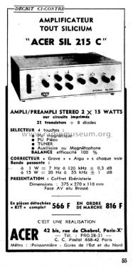 Amplificateur stéréophonique SIL215C; ACER A.C.E.R. / (ID = 3097606) Ampl/Mixer