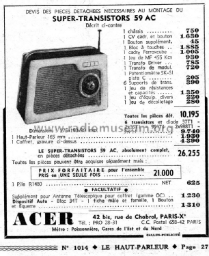 Super Transistor 59 AC; ACER A.C.E.R. / (ID = 2076332) Radio