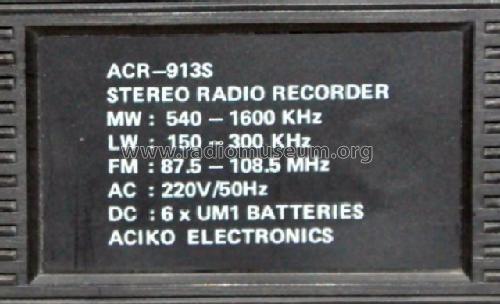 Stereo Radio Recorder ACR-913S; ACIKO Electronics (ID = 3004156) Radio