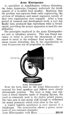 Kleerspeaker ; Acme Apparatus Co.; (ID = 1438594) Speaker-P