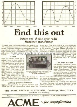 Radio Frequency Amplifying Transformer R-2; Acme Apparatus Co.; (ID = 1248545) Radio part