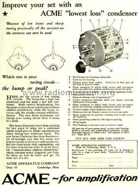 Variable Condenser ; Acme Apparatus Co.; (ID = 1274957) Radio part