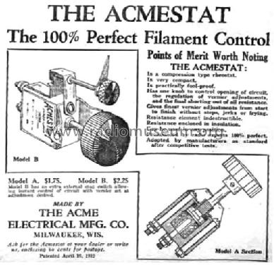 Acmestat Filament Control ; Acme Electrical, The (ID = 1447475) Radio part