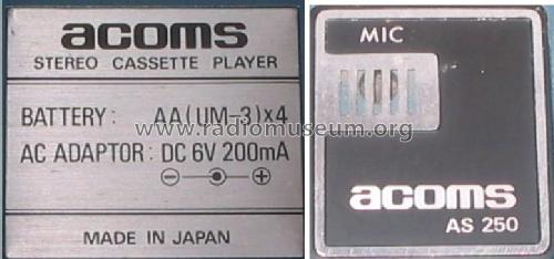 Stereo Cassette Player AS-250; Acoms; where? (ID = 694497) Reg-Riprod