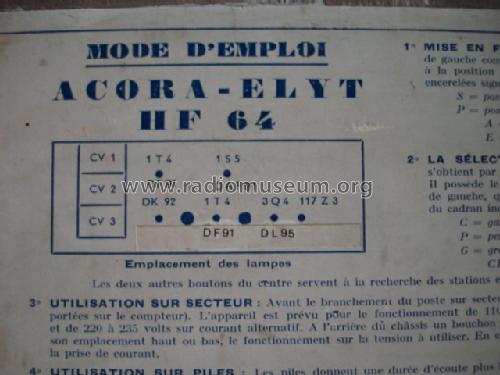 Elyt HF64; Acora; Paris (ID = 757832) Radio