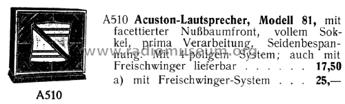 81; Acuston AG; Berlin (ID = 2872201) Lautspr.-K