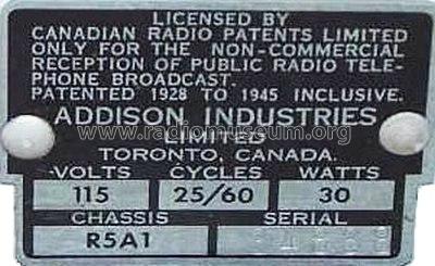 2A Ch= R5A1; Addison Industries, (ID = 258108) Radio