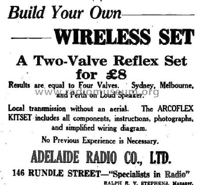 Arcoflex - Two Valve Reflex ; Adelaide Radio Co. (ID = 2224181) Radio