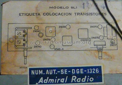 1024 Ch= 8L1; Admiral brand (ID = 1939821) Radio