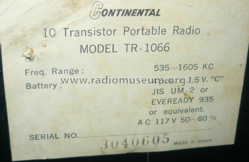 Dual Power Ten Transistors TR-1066; Continental (ID = 1943290) Radio