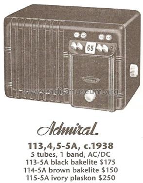 113-5A Ch= 5A; Admiral brand (ID = 1682816) Radio