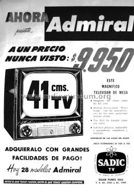 17DX10 Ch= 19B1; Admiral brand (ID = 1674714) Television