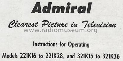 221K28 ; Admiral brand (ID = 768369) Television