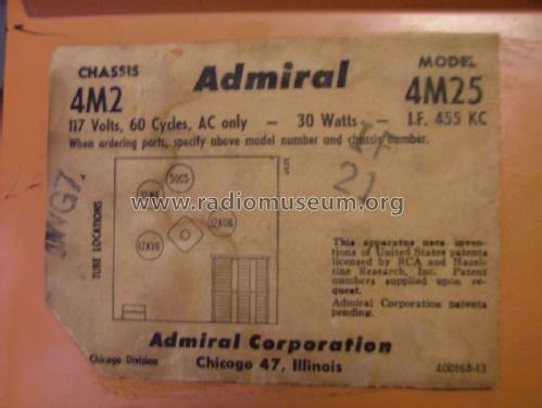 4M25 Ch= 4M2; Admiral brand (ID = 1528314) Radio