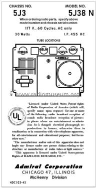 5-J3 ; Admiral brand (ID = 2866991) Radio