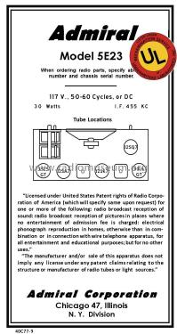 5E23 Ch= 5E2; Admiral brand (ID = 2800735) Radio