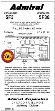 5F38 Ch= 5F3; Admiral brand (ID = 2813409) Radio