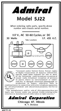 5J22 Ch= 5J2; Admiral brand (ID = 2795457) Radio