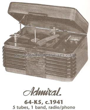 64-K5 Ch= K5; Admiral brand (ID = 1682807) Radio