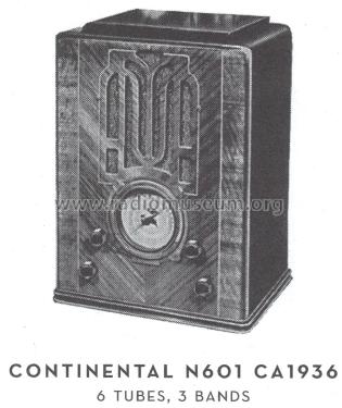 Continental N601 ; Admiral brand (ID = 1600623) Radio