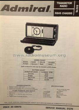 Harmony PCR231 Ch= R8H5; Admiral brand (ID = 2830963) Radio