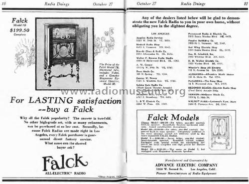 Falck Model 7B; Advance Electric Co. (ID = 1899571) Radio