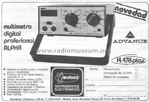 Digital Multimeter Alpha; Advance Electronics (ID = 937188) Ausrüstung