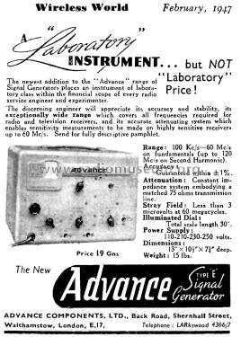 Signal Generator E; Advance Electronics (ID = 2303365) Equipment