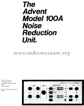 Noise Reduction Unit 100A; Advent Corporation; (ID = 1845735) Misc