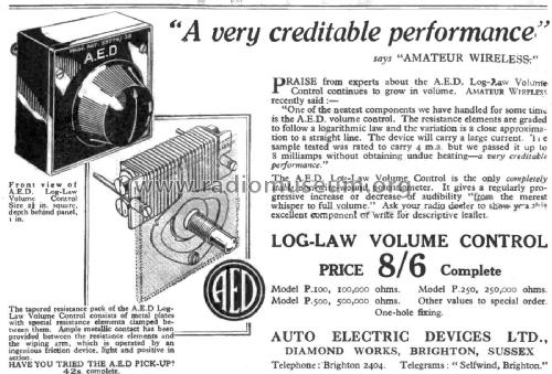 Log-Law Volume Control ; AED A.E.D. Brand (ID = 3027827) Radio part