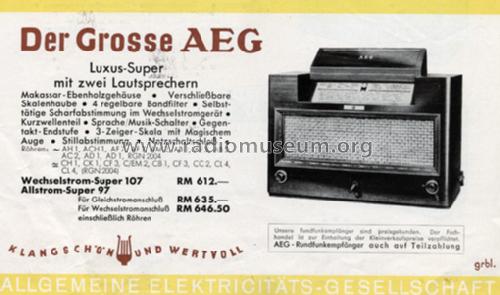 Der große AEG 107WK; AEG Radios Allg. (ID = 719393) Radio
