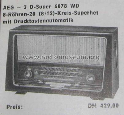 3-D-Raumklangsuper 6078WD; AEG Radios Allg. (ID = 95452) Radio