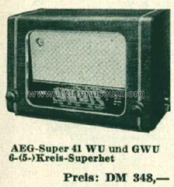 41GWU; AEG Radios Allg. (ID = 514520) Radio