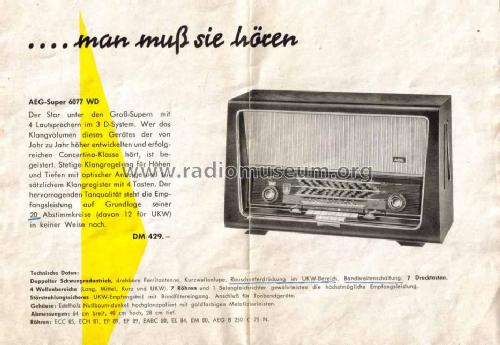 6077WD; AEG Radios Allg. (ID = 1659443) Radio