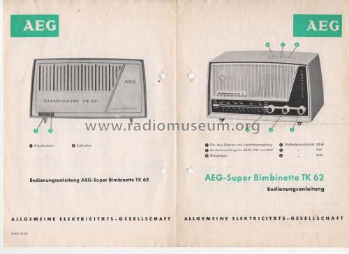 Bimbinette TK62; AEG Radios Allg. (ID = 2294807) Radio