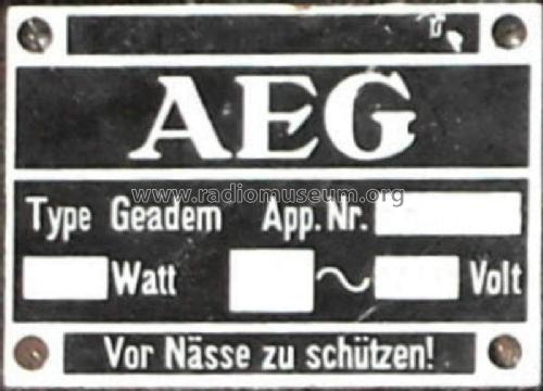 Geadem 33bw; AEG Radios Allg. (ID = 2079485) Radio