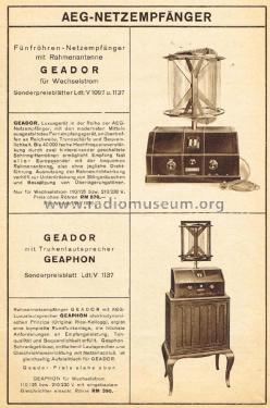 Geador W; AEG Radios Allg. (ID = 3137949) Radio