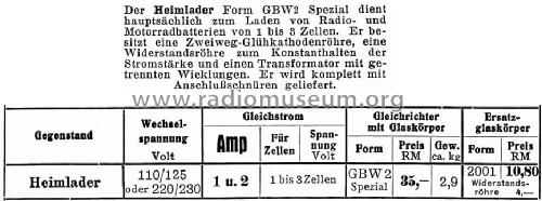 Heimlader GBW2 spezial; AEG Radios Allg. (ID = 1528151) Power-S