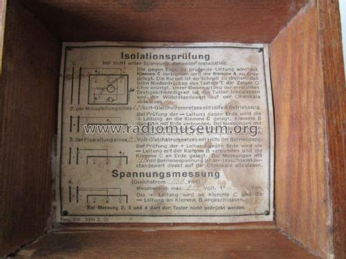 Isolationsmesser und Gleichspannungsmesser 20 MOhm / 250 Volt -; AEG Radios Allg. (ID = 2183774) Equipment