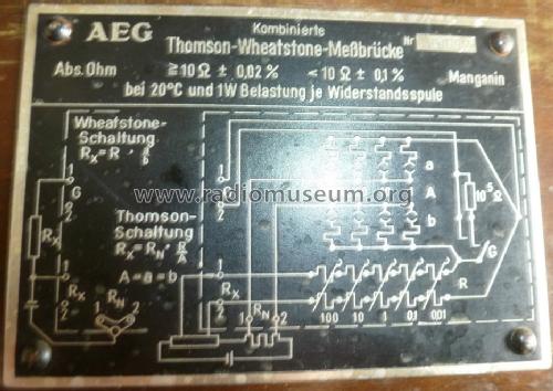 Kombinierte Thomson Wheatstone Meßbrücke ; AEG Radios Allg. (ID = 1716956) Equipment