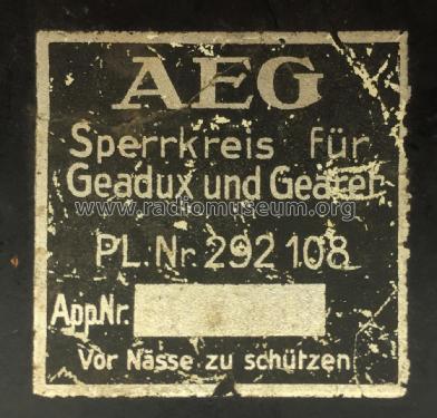 Sperrkreis für Geadux und Gearet PL.Nr. 292 108; AEG Radios Allg. (ID = 2611631) mod-past25