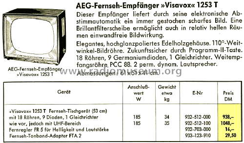 Visavox 1253T; AEG Radios Allg. (ID = 1427136) Television